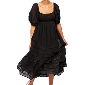 NWT Free People Black Let’s Be Friends Midi Dress